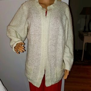Jonna Roux Oversized Cream Colored Open Cardigan 0037